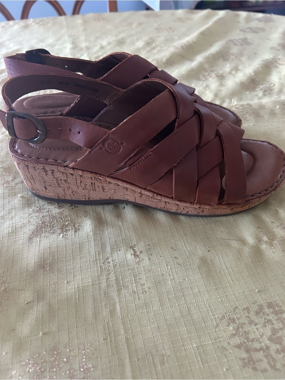 Born Brown Leather Wedge Sandals